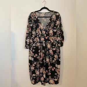 Ricki’s XL long sleeve floral faux wrap dress